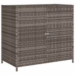 vidaXL Garden Storage Cabinet Outdoor Tool Storage Box Cupboard Poly Rattan - grey