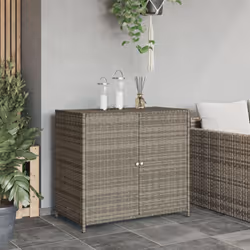 vidaXL Garden Storage Cabinet Outdoor Tool Storage Box Cupboard Poly Rattan - grey