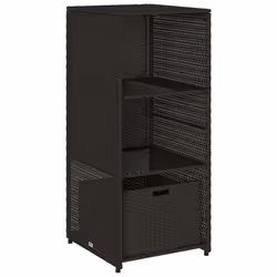 vidaXL Garden Storage Cabinet Outdoor Storage Box Cupboard Black Poly Rattan - black