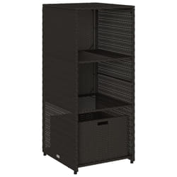 vidaXL Garden Storage Cabinet Outdoor Storage Box Cupboard Black Poly Rattan - black