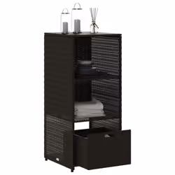 vidaXL Garden Storage Cabinet Outdoor Storage Box Cupboard Black Poly Rattan - black - Additional view 4
