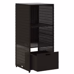 vidaXL Garden Storage Cabinet Outdoor Storage Box Cupboard Black Poly Rattan - black - Additional view 5