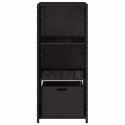 vidaXL Garden Storage Cabinet Outdoor Storage Box Cupboard Black Poly Rattan - black - Additional view 6