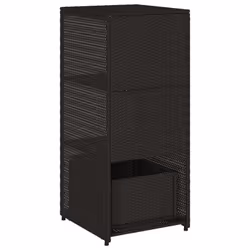vidaXL Garden Storage Cabinet Outdoor Storage Box Cupboard Black Poly Rattan - black - Additional view 8