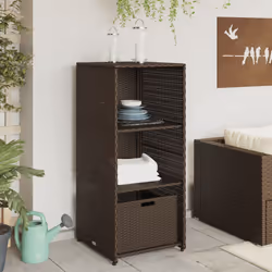 vidaXL Garden Storage Cabinet Outdoor Storage Box Cupboard Brown Poly Rattan