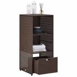 vidaXL Garden Storage Cabinet Outdoor Storage Box Cupboard Brown Poly Rattan - Additional view 4