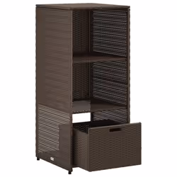 vidaXL Garden Storage Cabinet Outdoor Storage Box Cupboard Brown Poly Rattan - Additional view 5