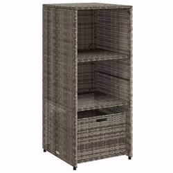 vidaXL Garden Storage Cabinet Outdoor Storage Box Cupboard Black Poly Rattan - grey