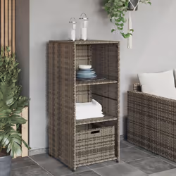 vidaXL Garden Storage Cabinet Outdoor Storage Box Cupboard Black Poly Rattan - grey