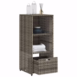 vidaXL Garden Storage Cabinet Outdoor Storage Box Cupboard Black Poly Rattan - grey - Additional view 4
