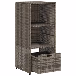 vidaXL Garden Storage Cabinet Outdoor Storage Box Cupboard Black Poly Rattan - grey - Additional view 5