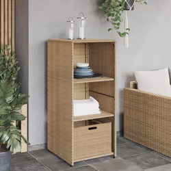 vidaXL Garden Storage Cabinet Outdoor Storage Box Cupboard Beige Poly Rattan - Additional view 2