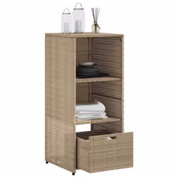 vidaXL Garden Storage Cabinet Outdoor Storage Box Cupboard Beige Poly Rattan - Additional view 4