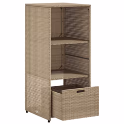 vidaXL Garden Storage Cabinet Outdoor Storage Box Cupboard Beige Poly Rattan - Additional view 5