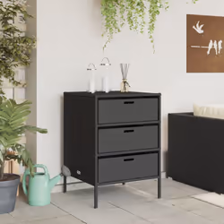 vidaXL Garden Storage Cabinet Outdoor Storage Box Cupboard Black Poly Rattan