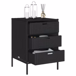 vidaXL Garden Storage Cabinet Outdoor Storage Box Cupboard Black Poly Rattan - Additional view 4