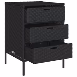 vidaXL Garden Storage Cabinet Outdoor Storage Box Cupboard Black Poly Rattan - Additional view 5