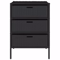 vidaXL Garden Storage Cabinet Outdoor Storage Box Cupboard Black Poly Rattan - Additional view 6