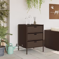 vidaXL Garden Storage Cabinet Outdoor Storage Box Cupboard Brown Poly Rattan