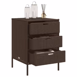 vidaXL Garden Storage Cabinet Outdoor Storage Box Cupboard Brown Poly Rattan - Additional view 4