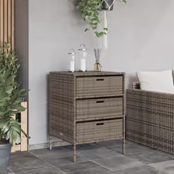 vidaXL Garden Storage Cabinet Outdoor Storage Box Cupboard Grey Poly Rattan