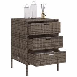 vidaXL Garden Storage Cabinet Outdoor Storage Box Cupboard Grey Poly Rattan - Additional view 4