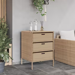 vidaXL Garden Storage Cabinet Outdoor Storage Box Cupboard Beige Poly Rattan