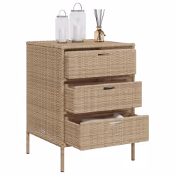 vidaXL Garden Storage Cabinet Outdoor Storage Box Cupboard Beige Poly Rattan - Additional view 4