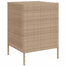 vidaXL Garden Storage Cabinet Outdoor Storage Box Cupboard Beige Poly Rattan - Additional view 8