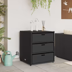 vidaXL Garden Storage Cabinet Outdoor Storage Box Cupboard Black Poly Rattan