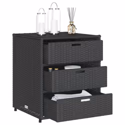vidaXL Garden Storage Cabinet Outdoor Storage Box Cupboard Black Poly Rattan - Additional view 4