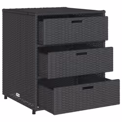vidaXL Garden Storage Cabinet Outdoor Storage Box Cupboard Black Poly Rattan - Additional view 5