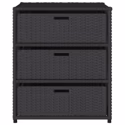 vidaXL Garden Storage Cabinet Outdoor Storage Box Cupboard Black Poly Rattan - Additional view 6
