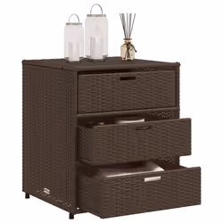 vidaXL Garden Storage Cabinet Outdoor Storage Box Cupboard Brown Poly Rattan - Additional view 4
