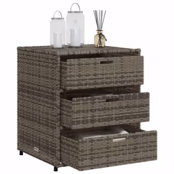 vidaXL Garden Storage Cabinet Outdoor Storage Box Cupboard Grey Poly Rattan - Additional view 4