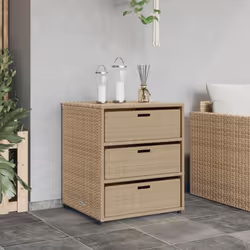 vidaXL Garden Storage Cabinet Outdoor Storage Box Cupboard Beige Poly Rattan