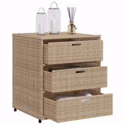vidaXL Garden Storage Cabinet Outdoor Storage Box Cupboard Beige Poly Rattan - Additional view 4