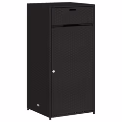 vidaXL Garden Storage Cabinet Outdoor Storage Box Cupboard Black Poly Rattan