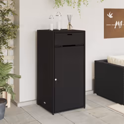 vidaXL Garden Storage Cabinet Outdoor Storage Box Cupboard Black Poly Rattan