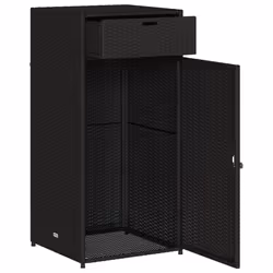 vidaXL Garden Storage Cabinet Outdoor Storage Box Cupboard Black Poly Rattan - Additional view 5