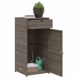vidaXL Garden Storage Cabinet Outdoor Storage Box Cupboard Grey Poly Rattan - Additional view 4