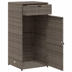 vidaXL Garden Storage Cabinet Outdoor Storage Box Cupboard Grey Poly Rattan - Additional view 5