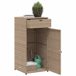 vidaXL Garden Storage Cabinet Outdoor Storage Box Cupboard Beige Poly Rattan - Additional view 4