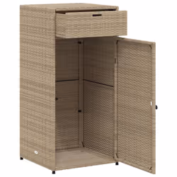 vidaXL Garden Storage Cabinet Outdoor Storage Box Cupboard Beige Poly Rattan - Additional view 5