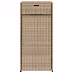 vidaXL Garden Storage Cabinet Outdoor Storage Box Cupboard Beige Poly Rattan - Additional view 6