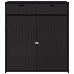 vidaXL Garden Storage Cabinet Outdoor Storage Box Cupboard Black Poly Rattan - Additional view 6