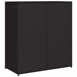 vidaXL Garden Storage Cabinet Outdoor Storage Box Cupboard Black Poly Rattan - Additional view 8