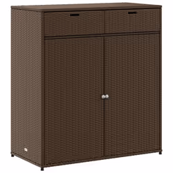 vidaXL Garden Storage Cabinet Outdoor Storage Box Cupboard Beige Poly Rattan - brown