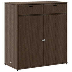 vidaXL Garden Storage Cabinet Outdoor Storage Box Cupboard Beige Poly Rattan - brown