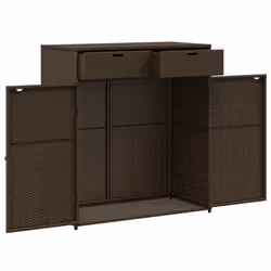vidaXL Garden Storage Cabinet Outdoor Storage Box Cupboard Beige Poly Rattan - brown - Additional view 5